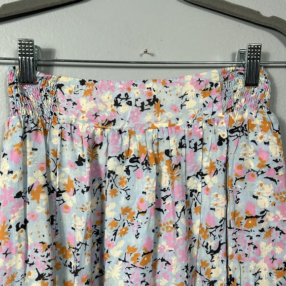 Free People Ivory Floral Print Maxi Skirt Elastic Band size XS - Picture 9 of 16